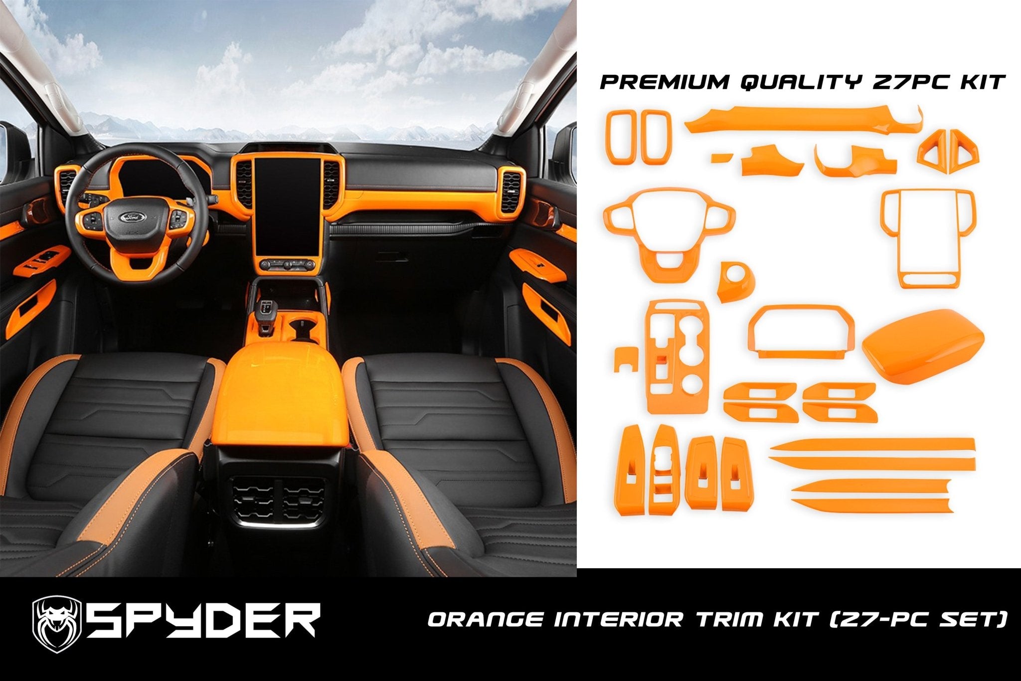 Ford Ranger 2023+ Bright Orange Interior Trim Kit (27-Piece Set) – Next ...
